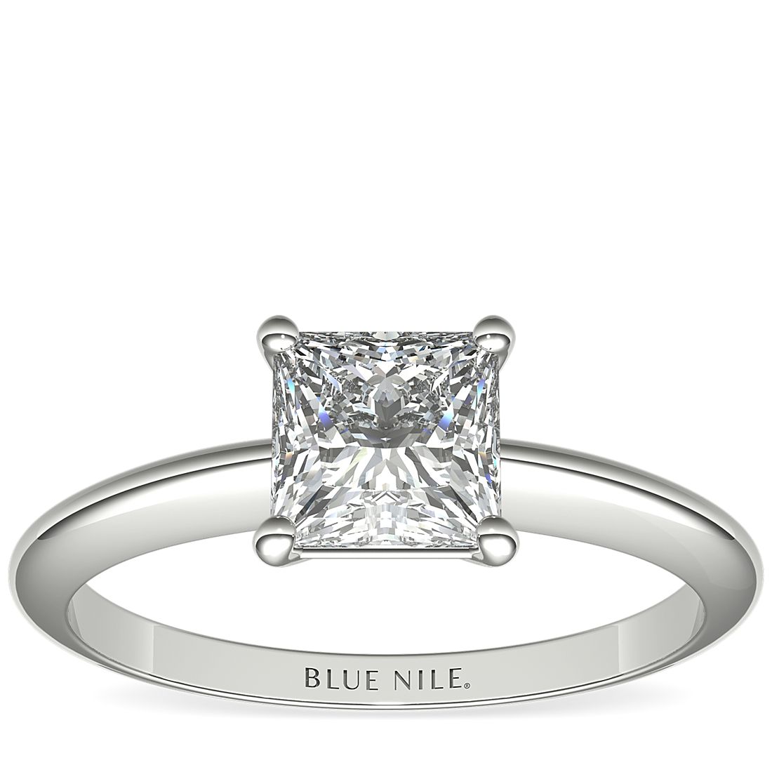 Blue Nile Classic Four Claw Solitaire 0.30-Carat Cushion-Cut Diamond Ring in 14k White Gold